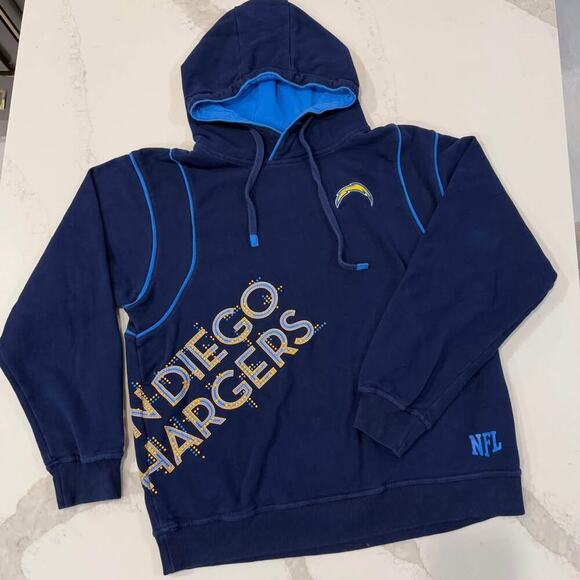 Vintage NFL Pro Line Chargers Hoodie Sweatshirt Blue Mens Size Large Heavyweight - Picture 1 of 8